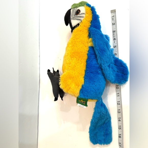 Wild Republic 12” Blue Macaw Parrot Stuffed Animal Plushie - Picture 3 of 5
